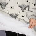 thumbnail image 3 of Oversized Wearable Blanket Hoodie,Highland Cow Cactus Triangle Pattern Sherpa Blanket Hoodie with Super Pockets,Super Warm Fuzzy Pullover for Women & Men, 3 of 6