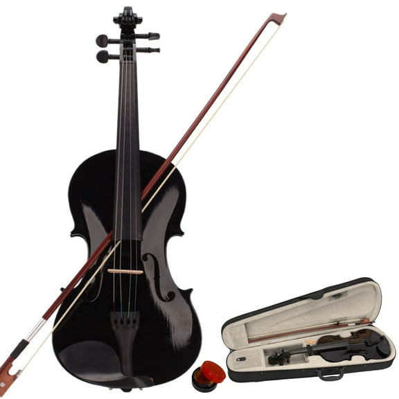 4/4 Acoustic Violin Case Bow Rosin, Black
