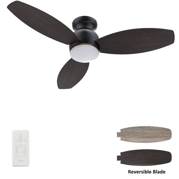 48" 3-Blades Black/Gray Wifi Ceiling Fan with Remote and Dimmable Light, Timer/Schedule