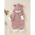 thumbnail image 2 of Bagilaanoe Newborn Baby Girl Boys Knit Jumpsuit Sweater Long Sleeve Fleece Lined Hooded Bodysuit 3M 6M 12M 18M Infant Winter One Piece Romper, 2 of 8