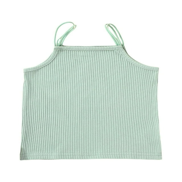 Girl‘s Vest Children‘s Solid Color Ribbed Sling Tops Tight Sleeveless Shirt Camisole for Kids