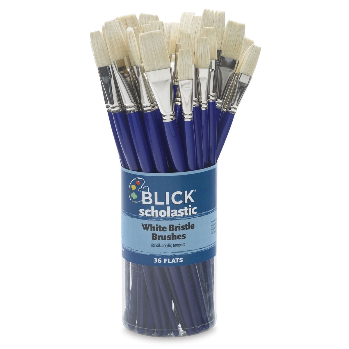 Blick Scholastic White Bristle Brush Set - Flat, Set of 36