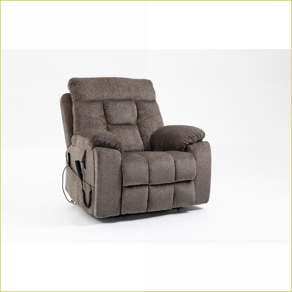 Recliners for Big and Tall, Oversized Electric Lift Chair with Heating & Massage, 180° Lay Flat | Dark Brown Chenille