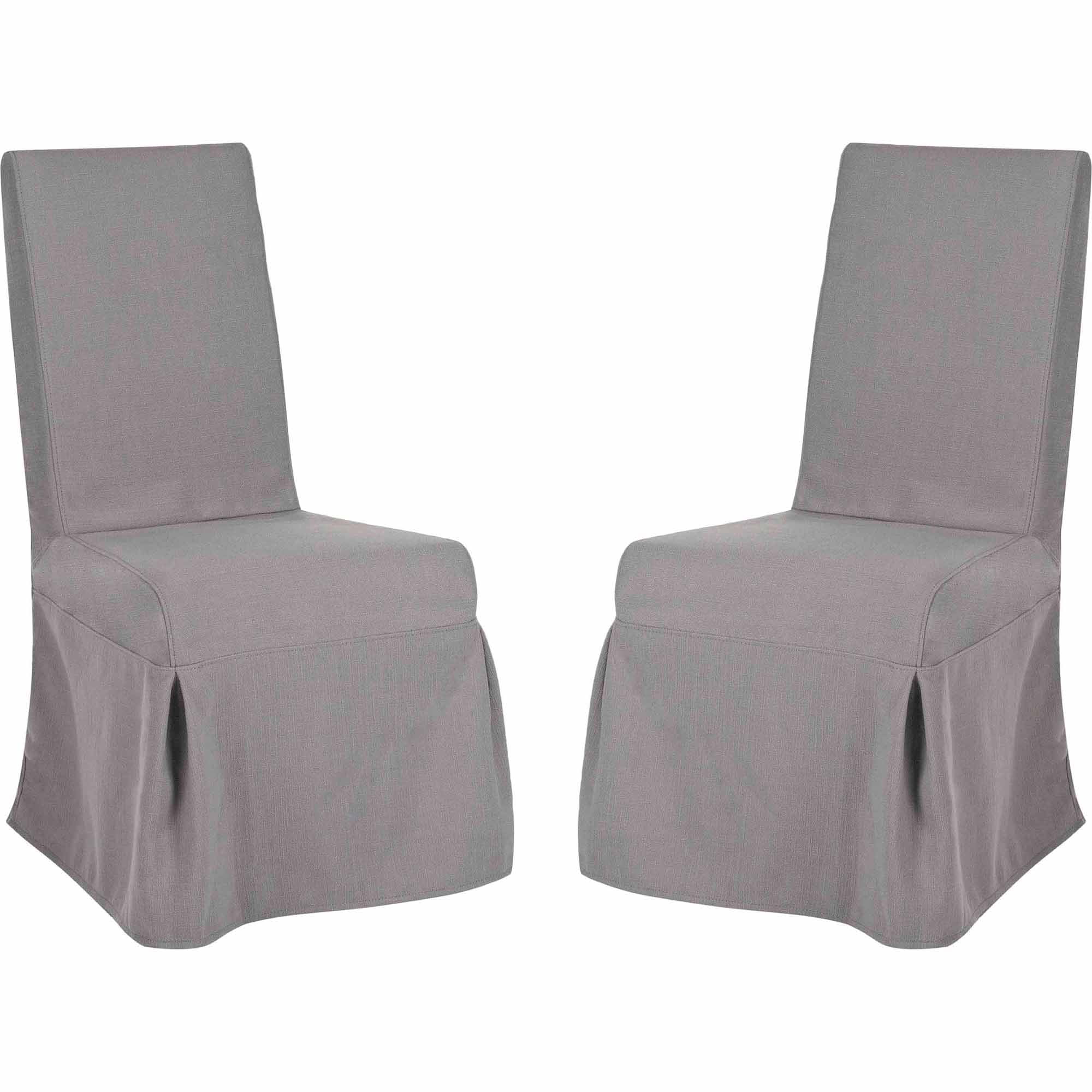 SAFAVIEH Adrianna 19''H Upholstered Rustic Slipcover Chair, Arctic Grey, Set of 2