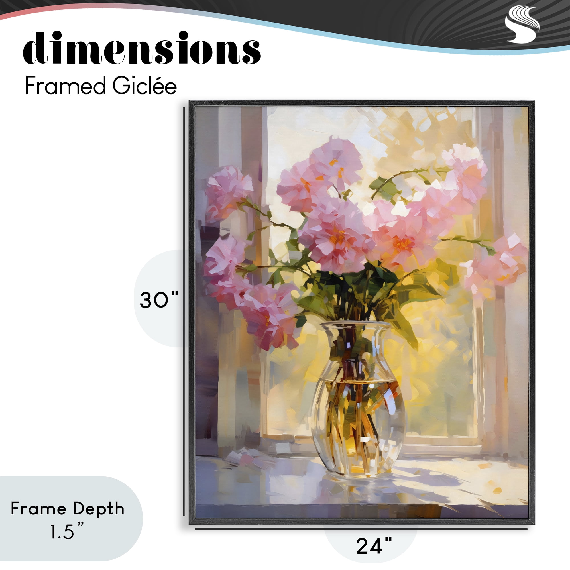Stupell Industries Pink Flowers in Sunlit Vase Black Framed Giclee Art, design by Creative Studio
