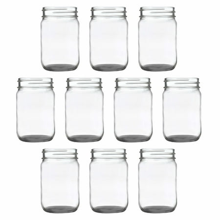 

Decorating Mason Jars 12 oz. Set of 10 Bulk Pack - Glass Jars for Overnight Oats Candies Fruits Pickles Spices Beverages - Black