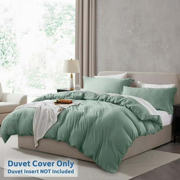 LammaLoe Duvet Cover Queen Size, Soft Prewashed 3-Piece Duvet Cover Bedding Set with Pillow Shams, Sage Green