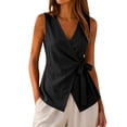 thumbnail image 3 of Harpily Womens Tank Tops V Neck Plus Size Sleeveless Adjustable Side Tie Linen Wrap Casual Summer Daily Shirts Vacation Blouses, 3 of 5
