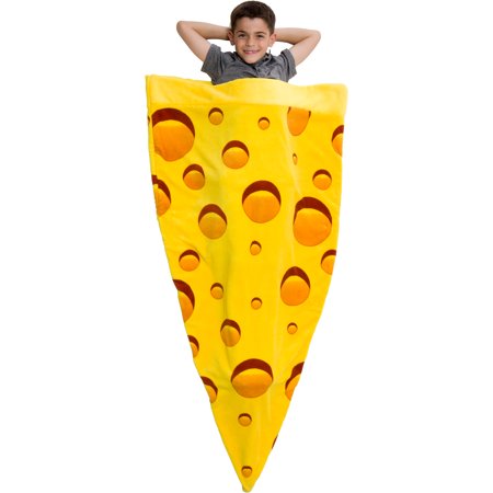 Food Novelties - Silver Lilly Giant Cheese Wedge Novelty Food Plush Fleece Sleeping Bag Blanket