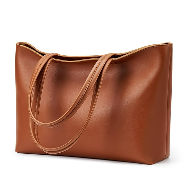 Bolso de mano KALIDI de piel sintética con cremallera en el hombro, marrón, para mujer