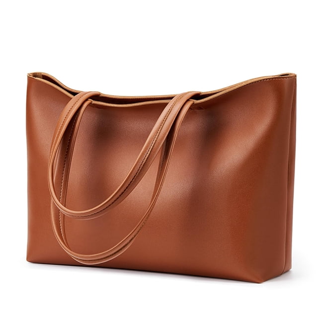 Bolso de mano KALIDI de piel sintética con cremallera en el hombro, marrón, para mujer