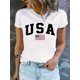 thumbnail image 1 of USA Print T-shirt, Short Sleeve Crew Neck Casual Top For Summer & Spring, Women's Clothing Tee For Adult, Men, Women, Teen, Teenager, Adolescent, Youth, 1 of 6