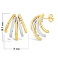 thumbnail image 4 of Italian 14k Yellow & White Gold Shiny Macaroni Cuffed Quarter Hoop Stud Earrings - Yellow and White, 4 of 6