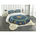 thumbnail image 3 of Ambesonne Astrology Quilted Bedspread Set 3 Pcs, Astrological Signs, Queen Size, Blue Yellow and Cream, 3 of 5