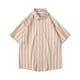 thumbnail image 1 of Cárdigan de Manga Corta, Personalidad Casual Raya Impresión Botón Solapa Camisa de Moda para Hombres Hecha de Poliéster Cómodo, Camisas de Manga Corta para Hombre, 1 of 2