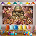 thumbnail image 6 of LUUFILx Happy Birthday Backdrops Party Background Banner Pink Gold Balloon Crown Pattern Decoration Bedroom Decor Poster Wall Supplies, 6 of 8