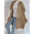 thumbnail image 5 of Women'S Ribbed Knit Cardigan Batwing Short Sleeve Oversized Casual Sweater Chunky Side Split Long Coat Camel One size, 5 of 9