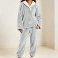 thumbnail image 2 of lcziwo Fuzzy Pajamas for Women Set Winter Warm Fleece Sleepwear Comfy Soft Coral Fluffy Pjs 2 Piece Loungewear Plush Outfits Gray,XXL, 2 of 8