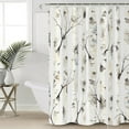 thumbnail image 4 of Waterproof Shower Curtain, Watercolor Branches Polyester Fabric Bathroom Curtains with 12 Hooks, 36" W x 72" H, Grey Luxury Botanical Striped Quick-Drying Bathtub Curtain, 4 of 6
