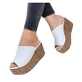 thumbnail image 2 of B91xZ Women's Braided Slide Sandals Open Toe Bow Single Band Slip On Slide Flat Sandals,White 9, 2 of 3