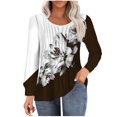 thumbnail image 1 of HKEJIAOI Tunique à Manches Longues Bouffantes pour Femmes Blouses Florales Plissées Décontractées Col Rond T-Shirts Mode Automne 2024 S, 1 of 5