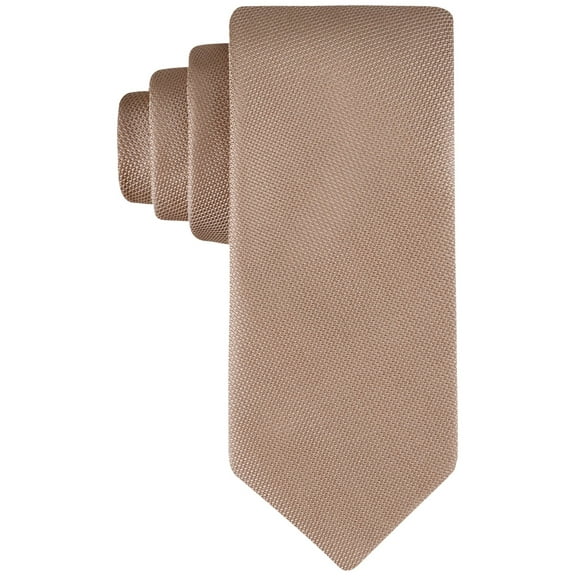 Calvin Klein Men Regular fit Tie Necktie One Size Brown Solid Sienna