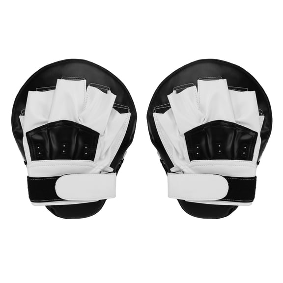 Boxing Leather Punch Focus Mitts,Target Training Hand Pads for Karate, Muay Thai Kick, Sparring, Dojo, Martial Arts,1 pair * Boxing Mitts,Black & white