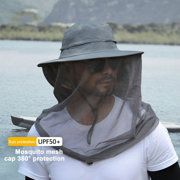 ZenCart Mosquito Head Net Hat for Men Women Wide Brim Sun Protection Boonie Hats with Veil Mesh Protection from Insect for Fishing Hiking