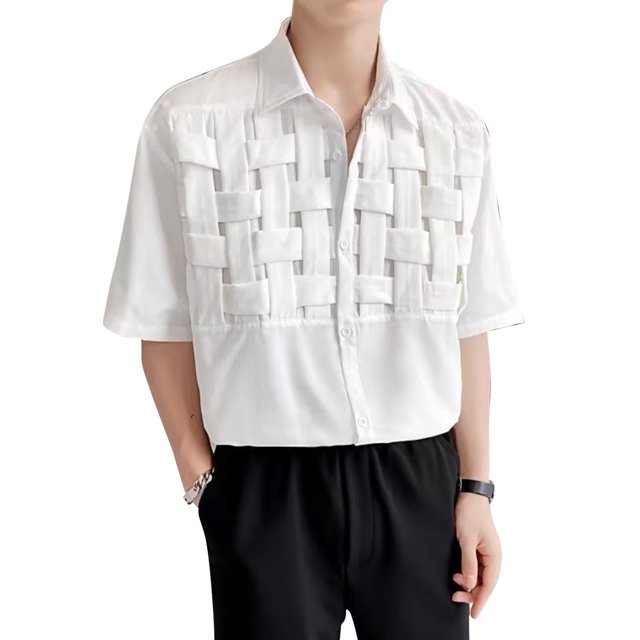 Top con cuello vuelto para hombre,Camisa de media manga para hombre,Camisa tejida para hombre,Top para hombre elaborado con cuidado
