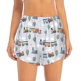 thumbnail image 2 of Fuzoiu Trains And Cactuse Print Women's Athletic Shorts, Double-Layer Running Shorts with Pocket,Women's Workout Shorts for Yoga, Gym, and Workouts-Small, 2 of 7