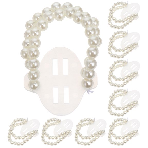 10Pcs Wedding Corsage Bracelet Elastic Artificial Pearl Beaded Wristband for Party