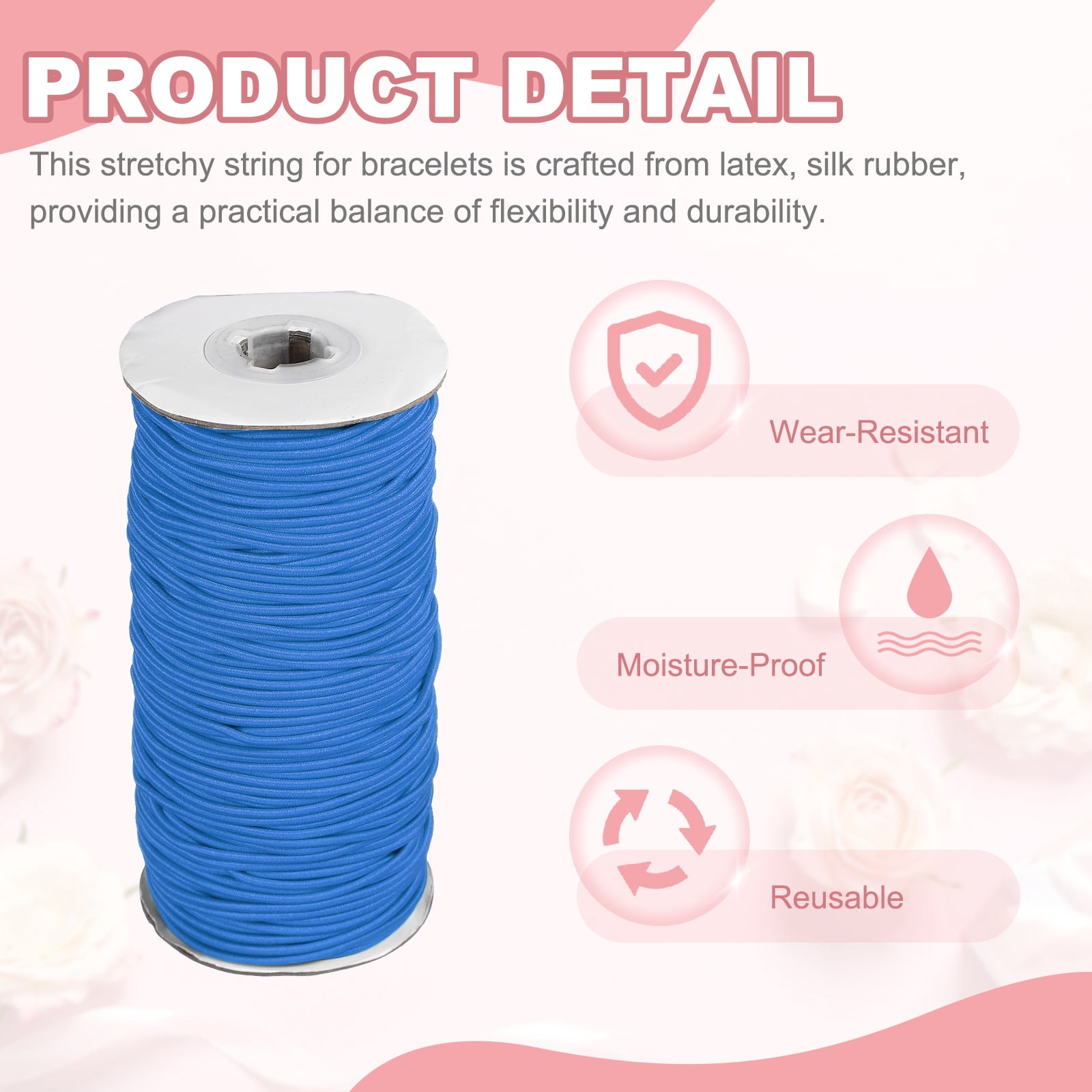Uxcell Stretchy String for Bracelet, Elastic Crystal Thread Stretch Elastic Beading Cord 2mm & Blue-Fitting For(Bracelets/Sewing/Beading/Necklace/Jewelry Making/Crafts DIY)