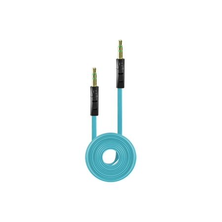 Tangle Free Flat Wire Car Audio Stereo Auxiliary Aux Cord Cable Adapter for Apple iPod Touch 5th Generation 5G 5 - Sky