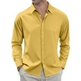 thumbnail image 2 of GrmtClth Mens Button Down Shirt Long Sleeve Regular Fit Dress Shirt Classic Stretch Solid Formal Shirt Yellow XXL, 2 of 7