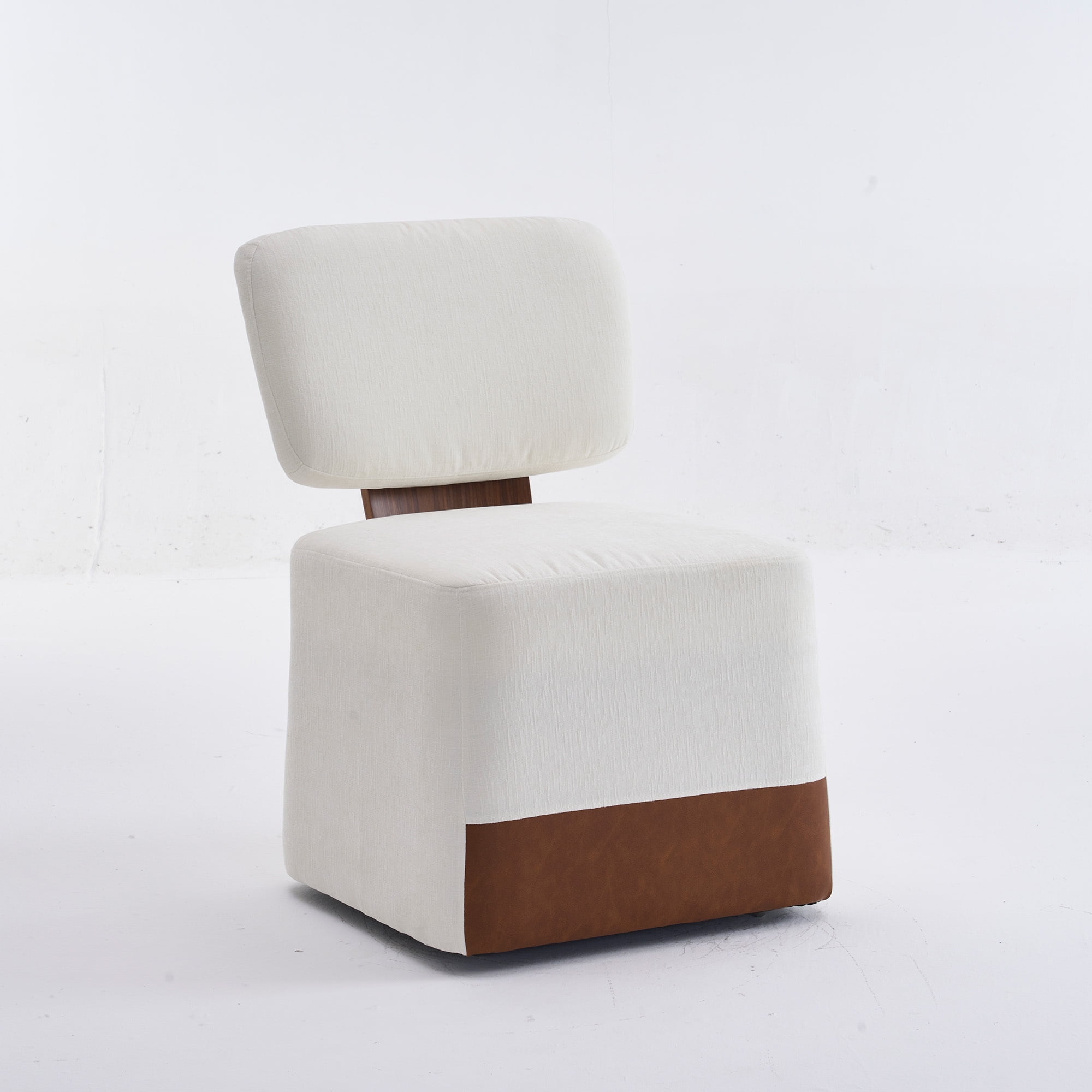 Jopath Modern Rolling Side Chair, Armless Dining Chair Linen Upholstered Dining Chair With Casters And Comfortable Foam Seat, 1-Piece For Living Room, Office, Bedroom