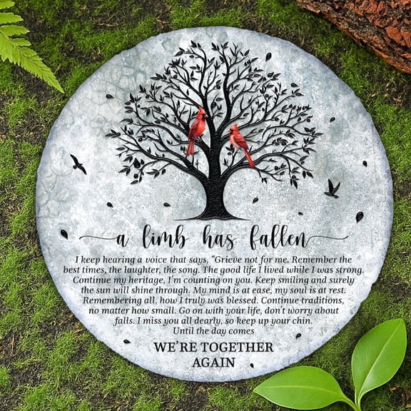 8'' Memorial Garden Stone for Loss of Loved One, Condolences Sympathy Gift, Weatherproof Outdoor Memorial Garden Stones, Remembrance Natural Stone with Stand, Card, Cardinal A Limb Has Fallen HS8-8