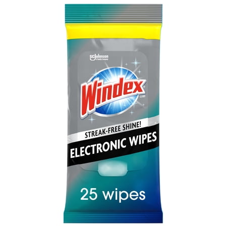 Windex Electronics Wipes, Pre-Moistened, Provides Streak-Free Shine, 25 Count