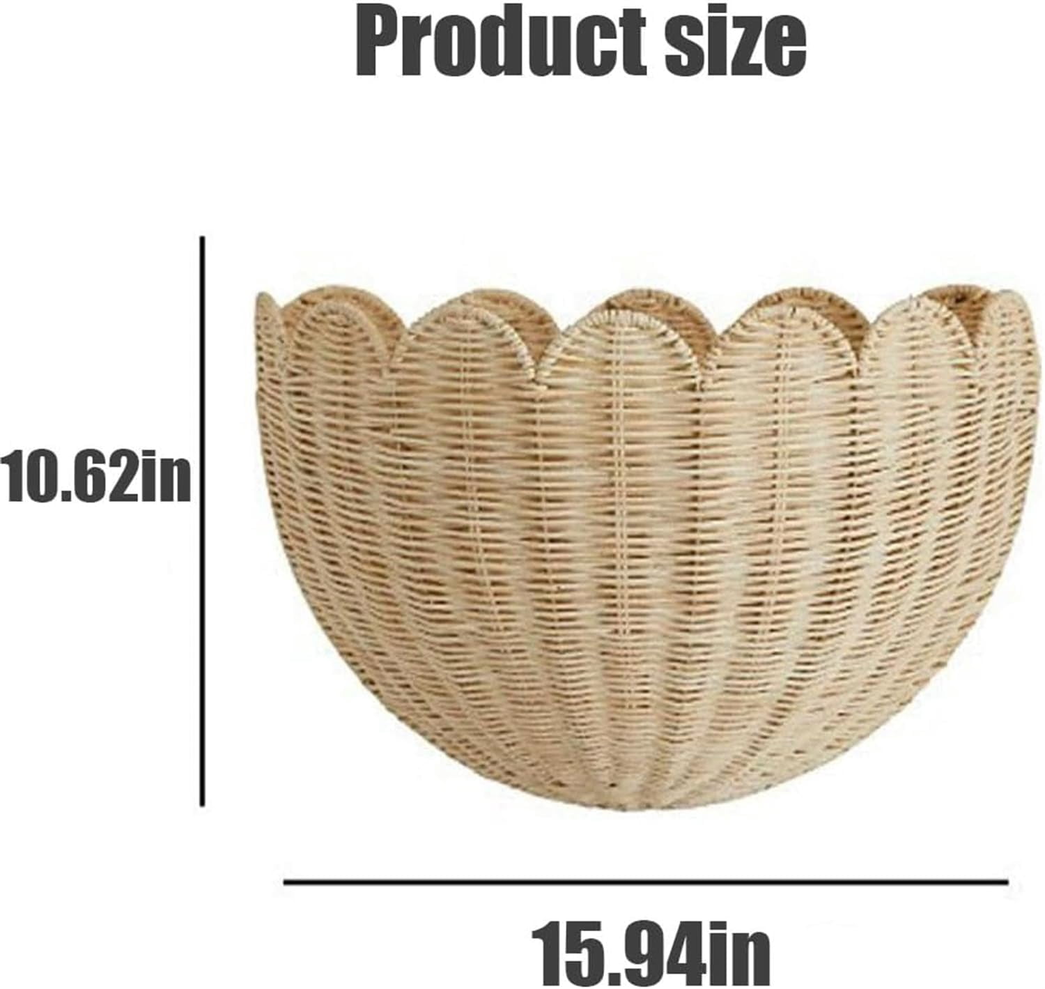 Scalloped Wall Basket - Scalloped Hanging Wicker Baskets for Wall, Hand Scalloped Wicker Wall Basket Home Decor for Entryway, Kitchen, Office, Living Room