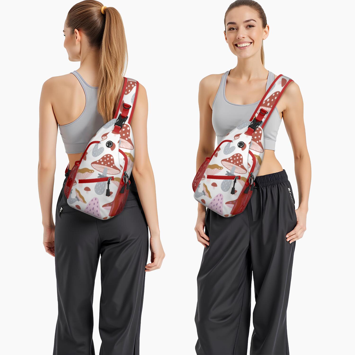 Crossbody Sling Bag Mushroom Hiking Sling Backpack Shoulder Backpack Travel Chest Pack for Men Women