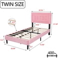 thumbnail image 6 of alazyhome Contemporary Velvet Fabric, Metal Wood Twin Platform Bed Pink, 6 of 6