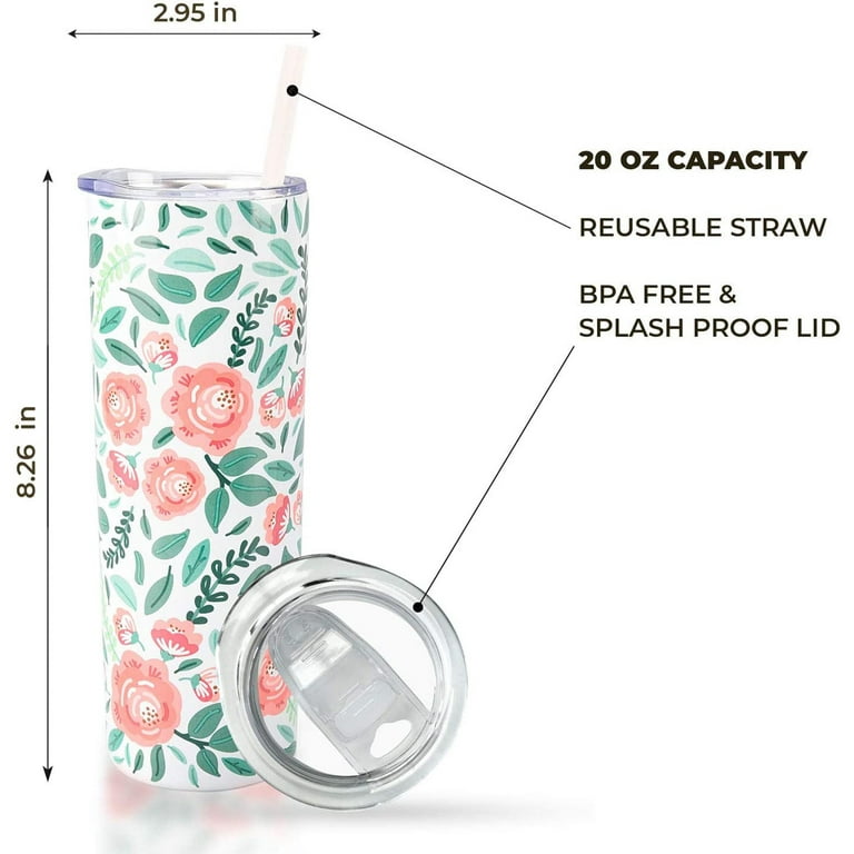 SassyCups Floral Tumbler With Straw, Double Wall Vacuum Insulated  Stainless Steel Flower Tumbler, Rose Tumbler, Floral Mugs for Women