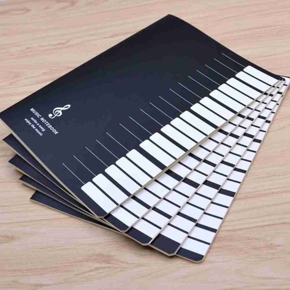 5PCS Music Staff Paper Notebook, 12-Line Manuscript Book with Music Theory Reference, 18 Sheets, 10.04 x 7.28 Inches