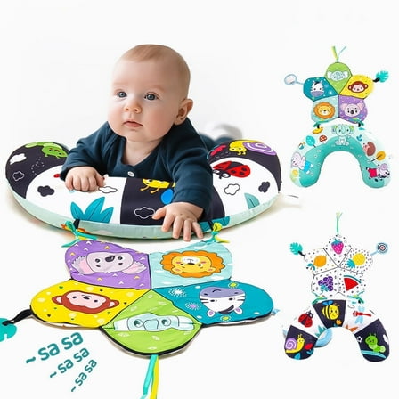 Baby Toys 0-6 6-12 Months, Sensory Crawling Toy for 0 1 2 3 4 5 6  Months, Plush Toy with Crinkle and Rattles for Infant Newborn, Tummy Time Toys Gifts for 0-3-6-12 Month