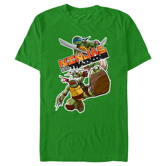 Men's Teenage Mutant Ninja Turtles Leonardo and Raphael Ninjas in Training  Graphic Tee Kelly Green X Large