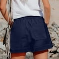thumbnail image 4 of Audhol Loose Shorts Women, Womens Casual Summer Beach Shorts Fashion Drawstring Elastic Waist Solid Color Comfy Soft Shorts with Pockets Summer Shorts Navy XL, 4 of 5