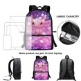 thumbnail image 4 of Jeiento Axolotl Backpack for Girls Kids Book Bag with Lunch Box and Pencil Pouch 3PCS Set Bookbag with Compartments for School Flower 17 inch Large School Bag, Purple, 4 of 7