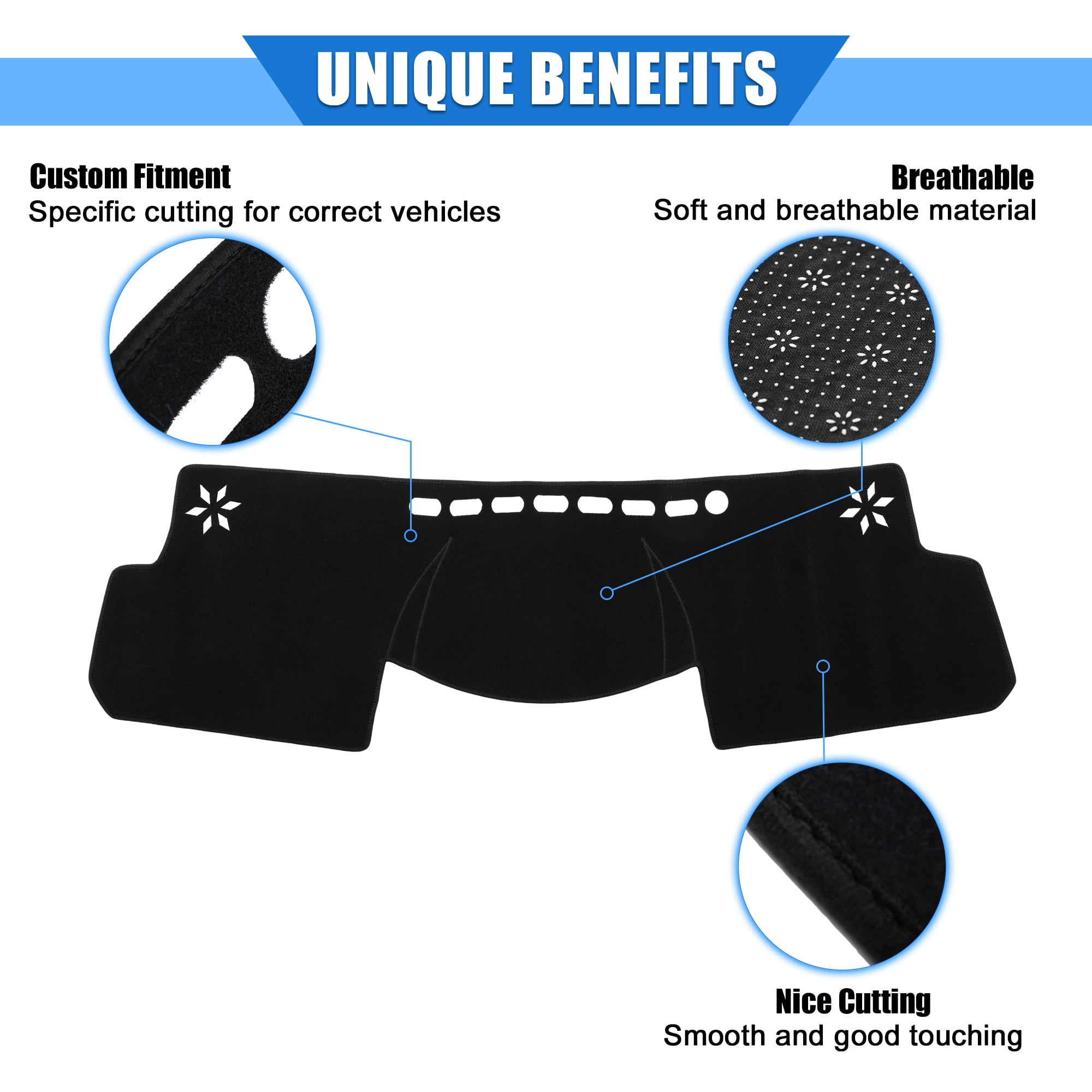 Unique Bargains Car Dashboard Cover for Prius V 2012-2020 Polyester Black Center Console Dash Cover Mat Pad