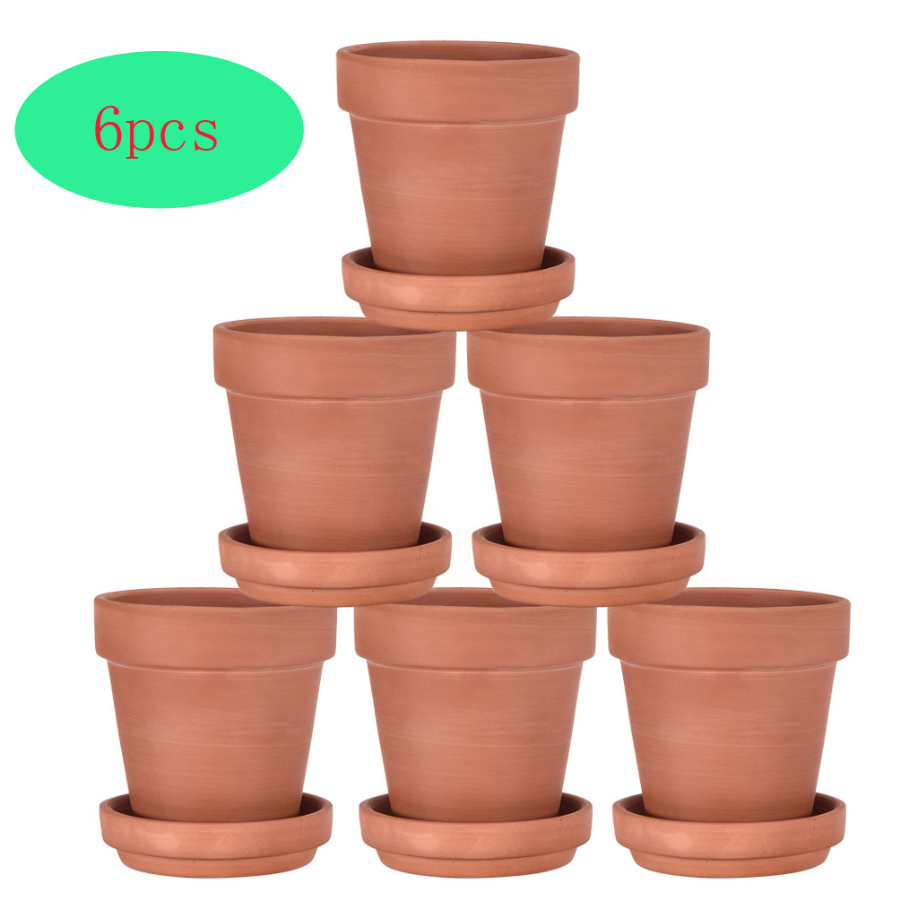 Ceramic Plant Small Flower Pot Round With Chassis 6PC Brown Walmart