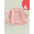 thumbnail image 4 of Diconna Baby Girl Boy Valentine s Day Clothes Heart Print Long Sleeve Crewneck Pullover Sweatshirt Cute Romper Outfit Pink 12-18 Months, 4 of 8