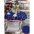 thumbnail image 5 of Outdoor Tablecloths with Umbrella Hole & Zipper, 4th of July Round Tablecloths 60 Inch, Independence Day American Patriotic Stars Blue Waterproof Table Cloth, Patio/Pool/Picnic Table Covers, 5 of 8